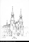 基督教堂手绘图